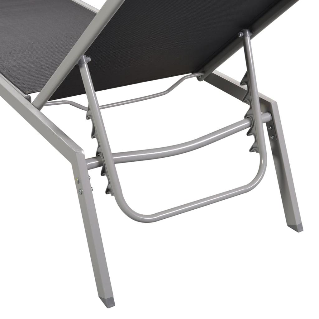 Sun Loungers 2 pcs with Table Steel and Textilene Black at Set Shop and Smile