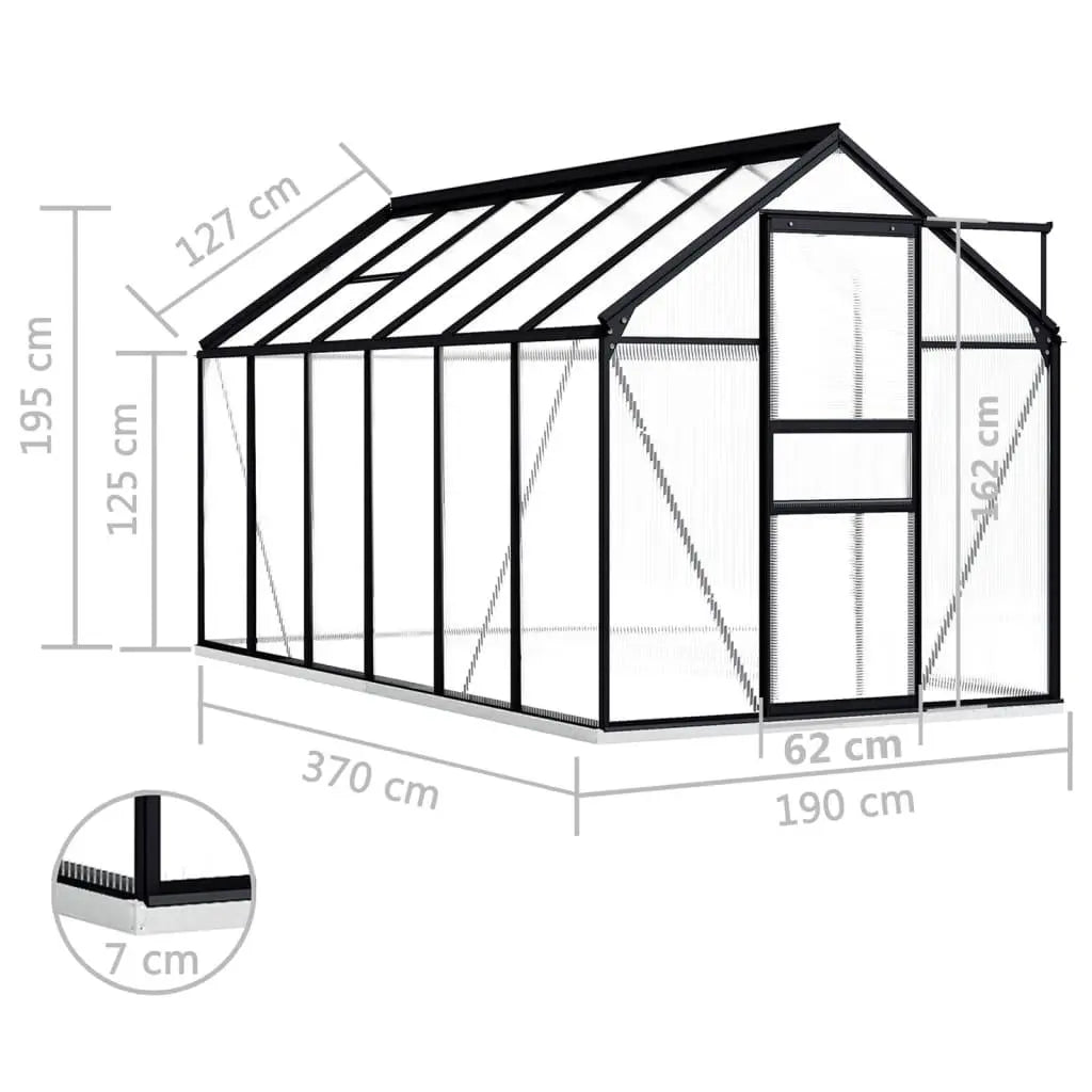 Greenhouse with Base Frame Anthracite Aluminum 75.7 ft² at Set Shop and Smile