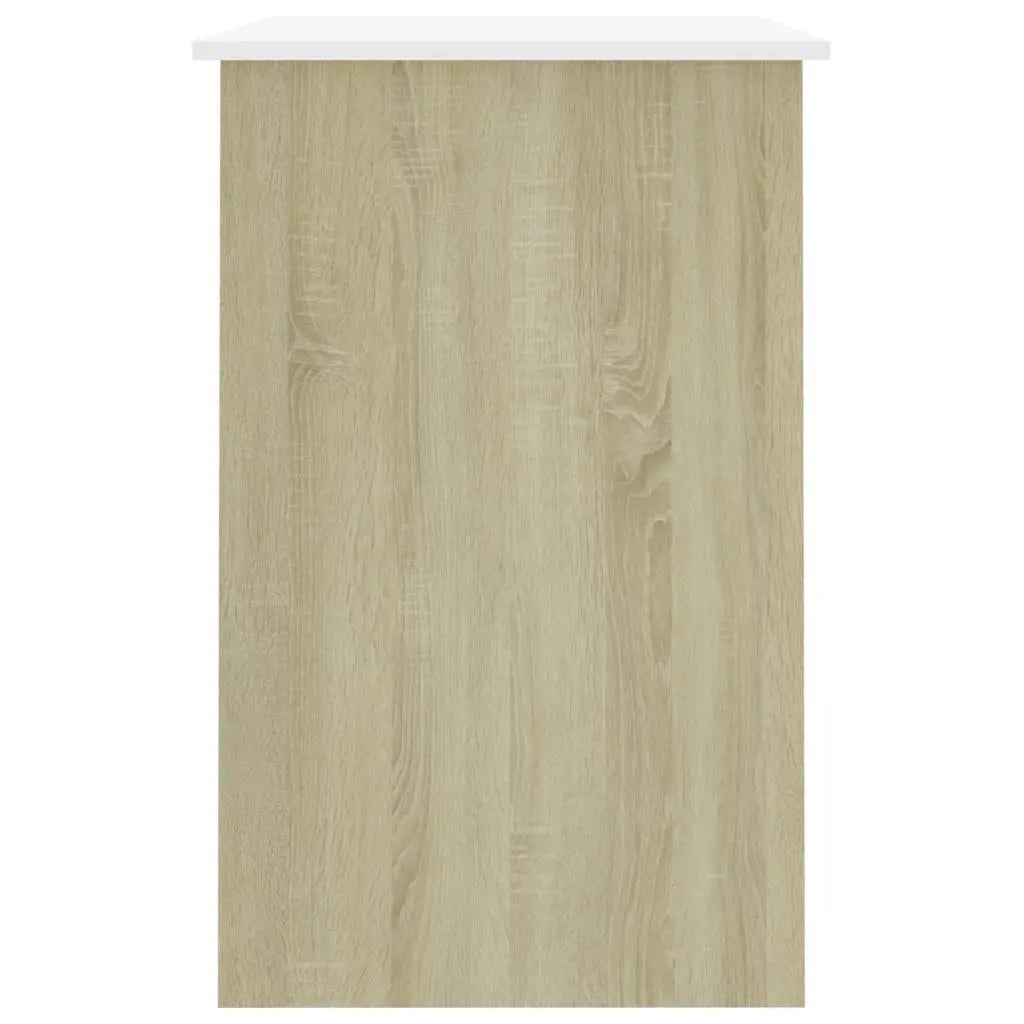 Desk White and Sonoma Oak 39.4"x19.7"x29.9" Engineered Wood at Set Shop and Smile