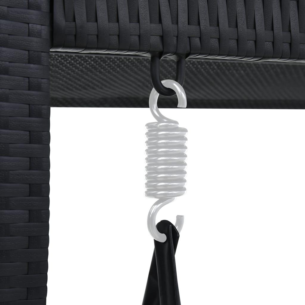 3-Seater Garden Swing Bench with Canopy Poly Rattan Black at Set Shop and Smile