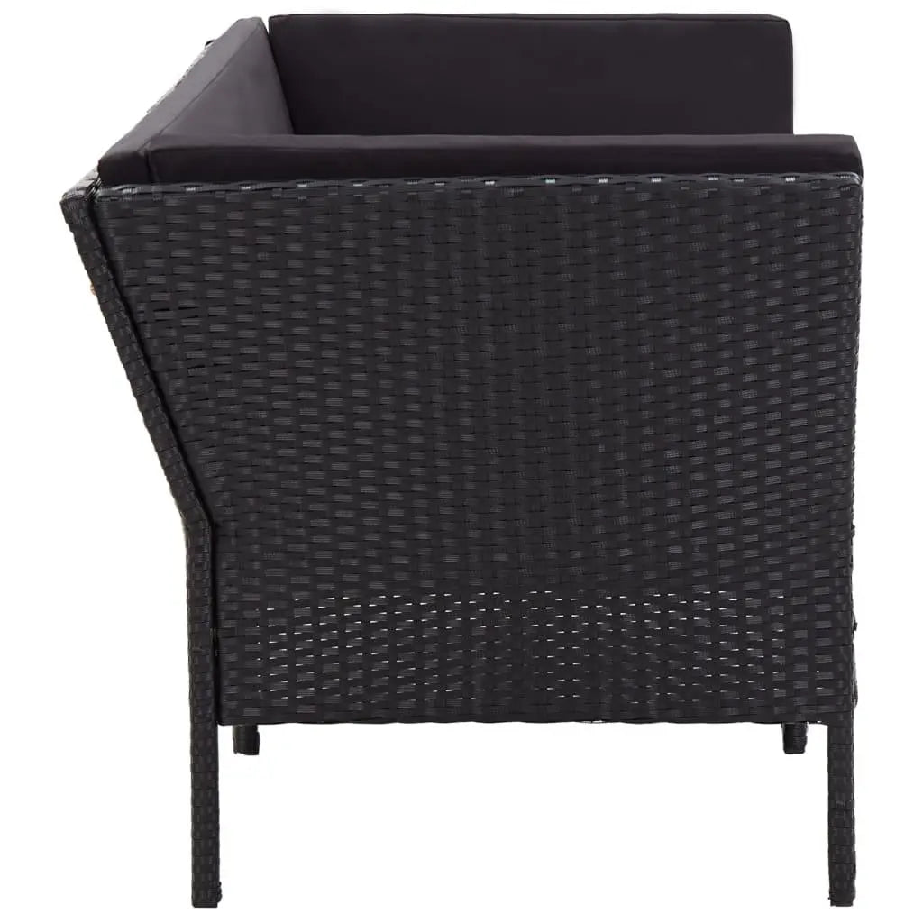 6 Piece Patio Lounge Set with Cushions Poly Rattan Black at Set Shop and Smile