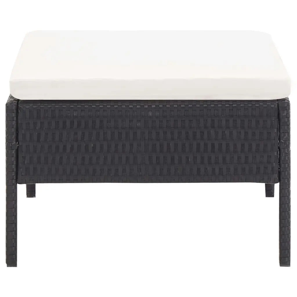 3 Piece Patio Lounge Set with Cushions Poly Rattan Black at Set Shop and Smile