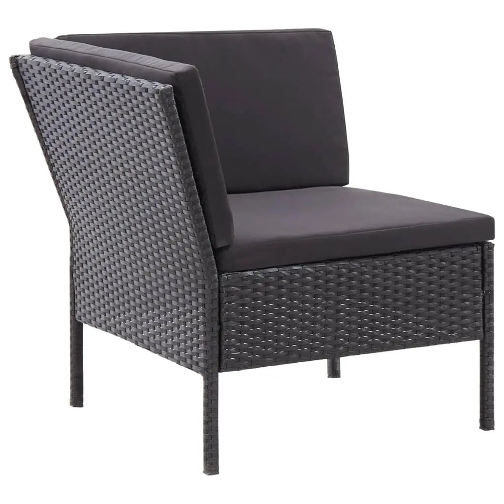 3 Piece Patio Lounge Set with Cushions Poly Rattan Black at Set Shop and Smile