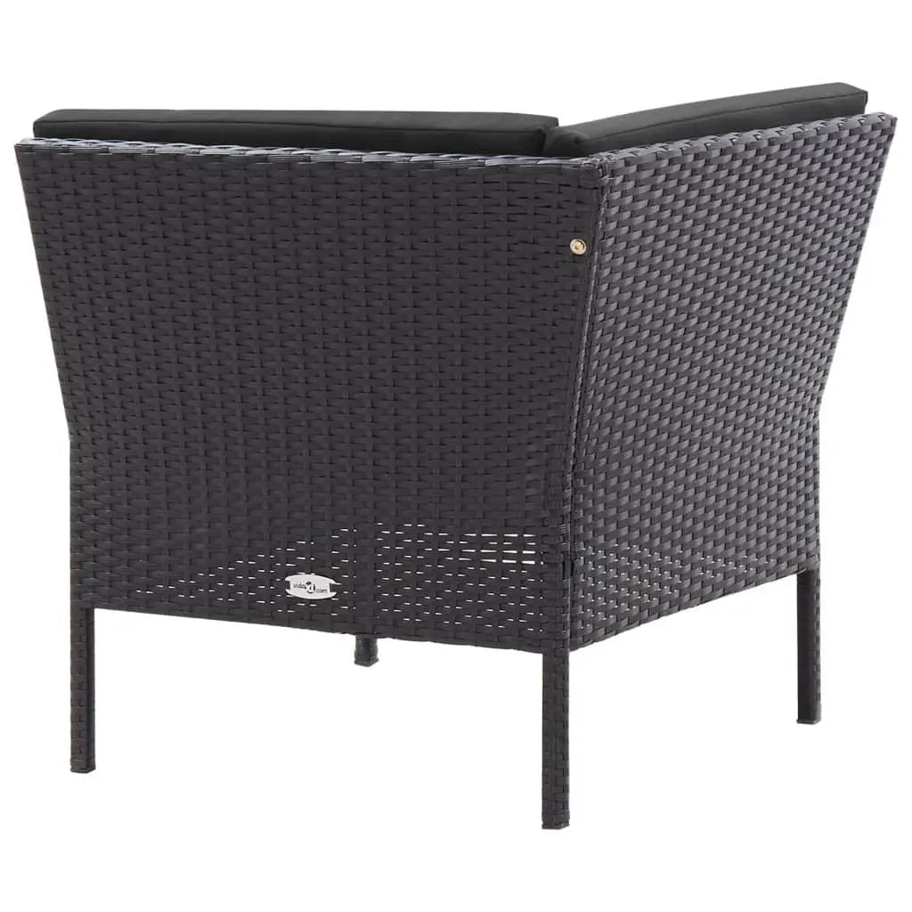 3 Piece Patio Lounge Set with Cushions Poly Rattan Black at Set Shop and Smile