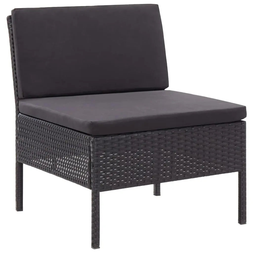 3 Piece Patio Lounge Set with Cushions Poly Rattan Black at Set Shop and Smile