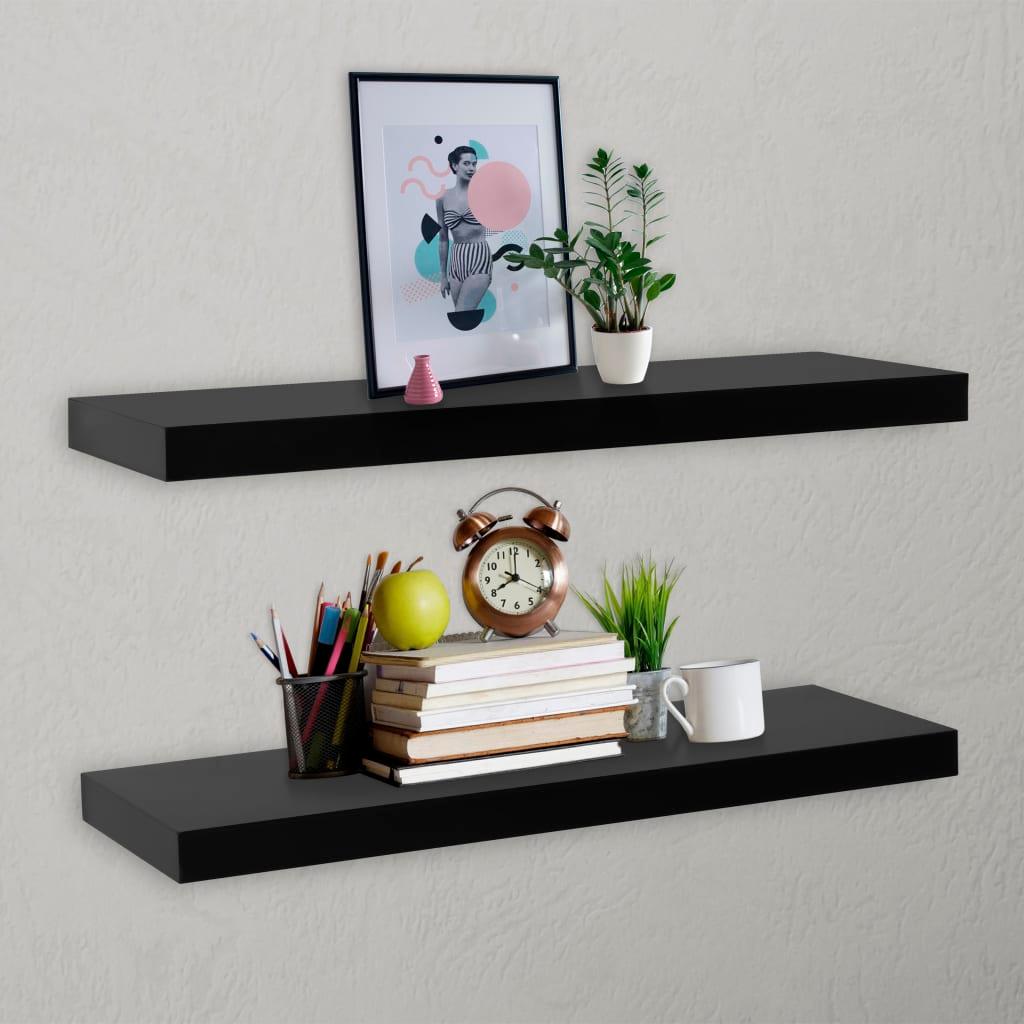 Floating Wall Shelves 2 pcs Black 39.4"x7.9"x1.5" at Set Shop and Smile