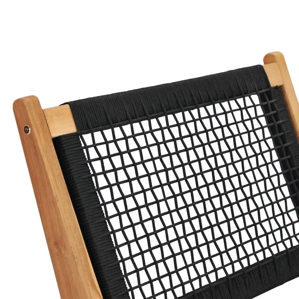 Sun Lounger with Footrest Solid Teak Wood and Rope at Set Shop and Smile