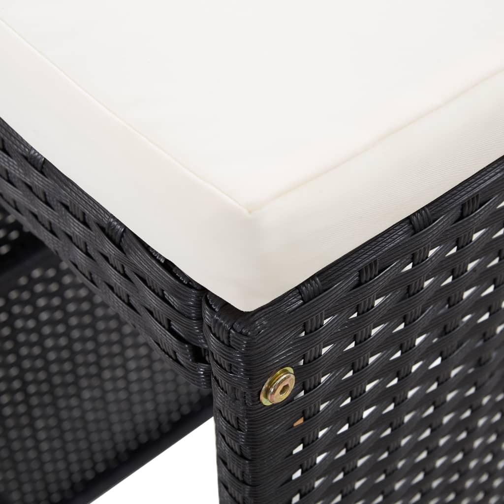 7 Piece Patio Bar Set with Cushions Poly Rattan Black at Set Shop and Smile