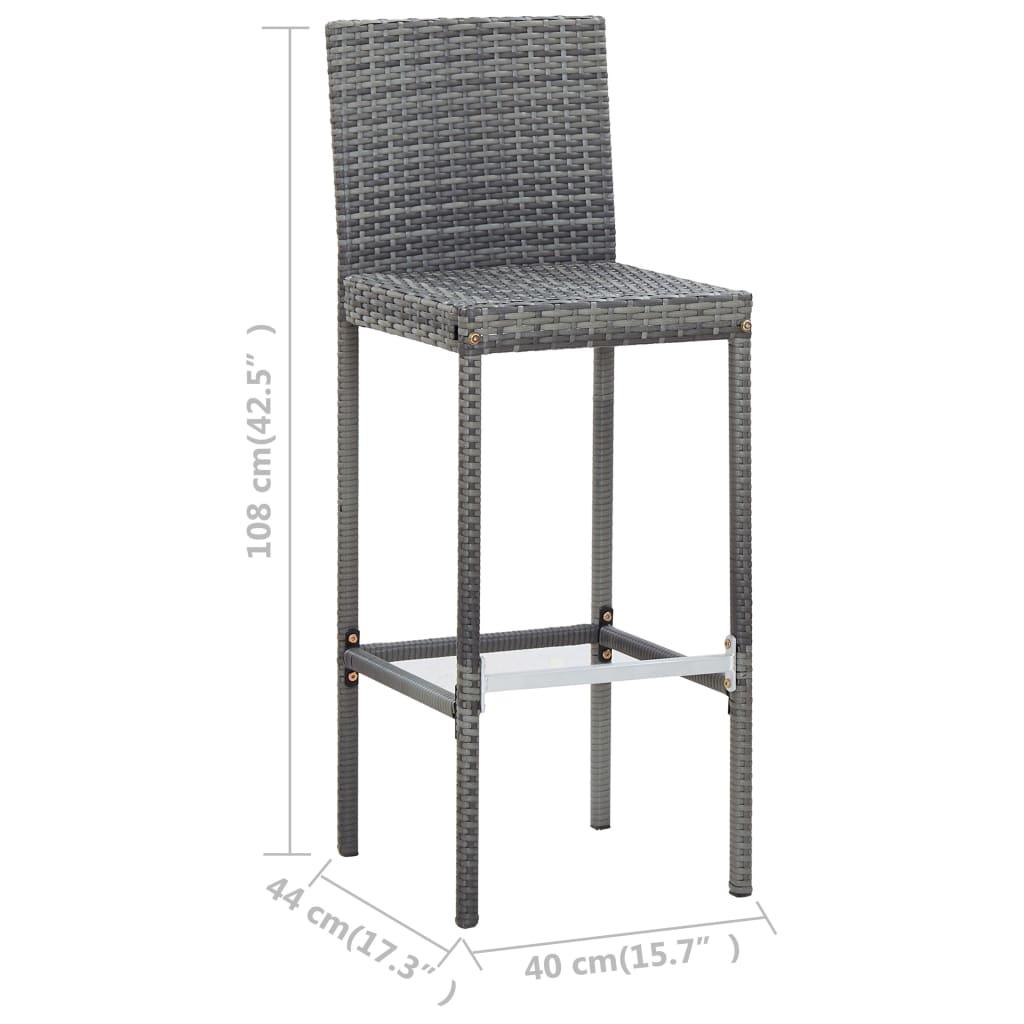 7 Piece Patio Bar Set with Cushions Poly Rattan Gray at Set Shop and Smile