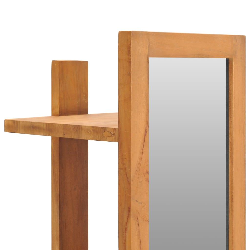 Wall Mirror with Shelves 11.8"x11.8"x47.2" Solid Teak Wood at Set Shop and Smile