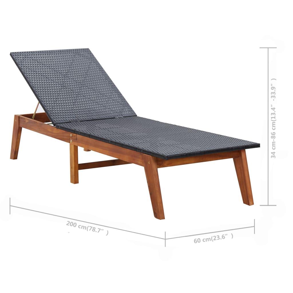 Sun Loungers 2 pcs with Table Poly Rattan and Solid Acacia Wood at Set Shop and Smile