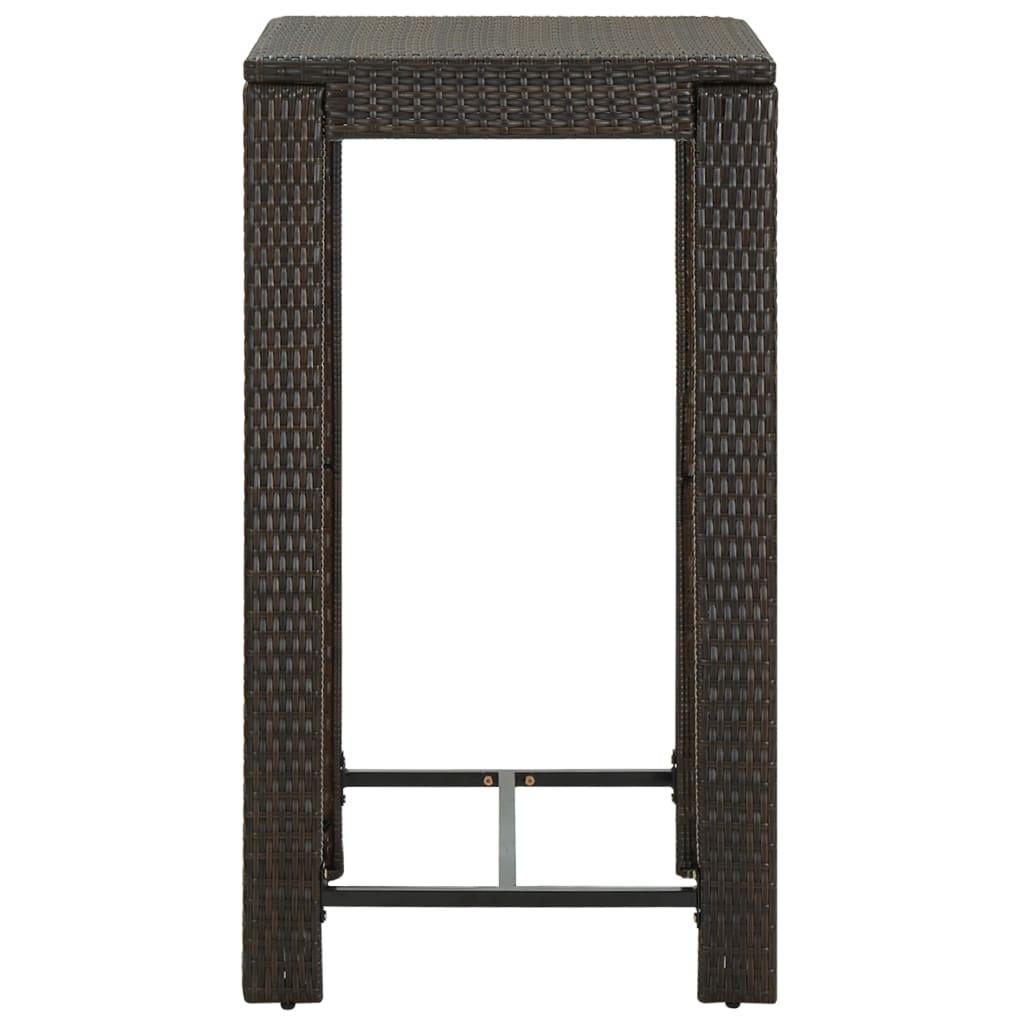 Patio Bar Table Brown 23.8"x23.8"x43.5" Poly Rattan at Set Shop and Smile