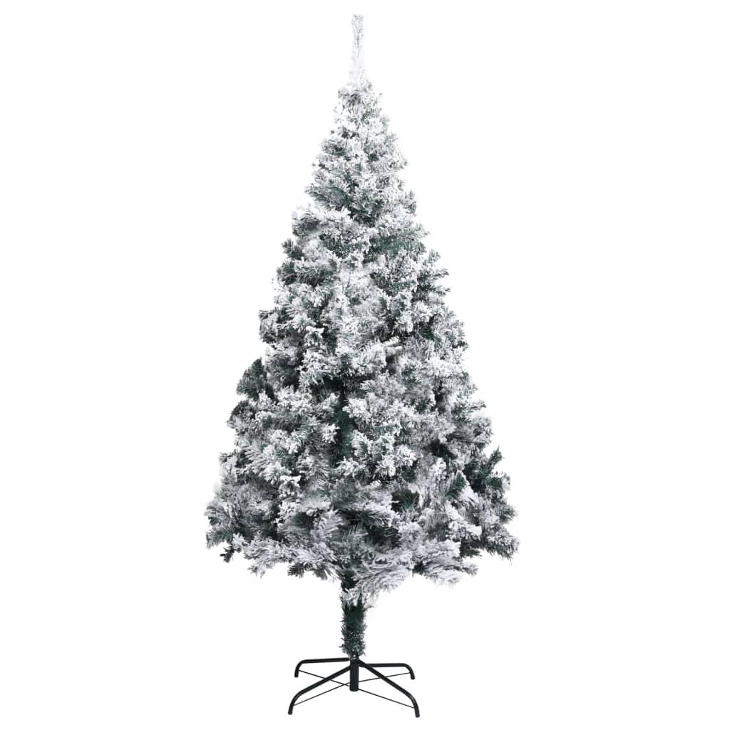 Artificial Christmas Tree with Flocked Snow Green 6 ft PVC at Set Shop and Smile