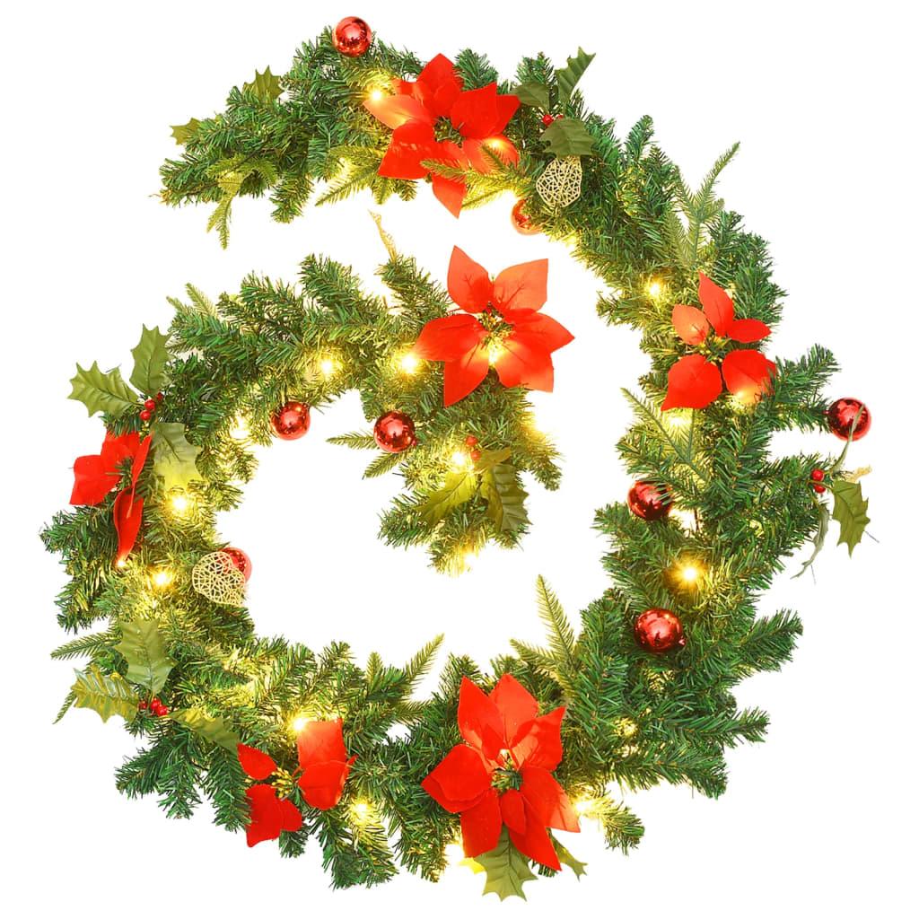Christmas Garland with LED Lights Green 8.9' PVC at Set Shop and Smile