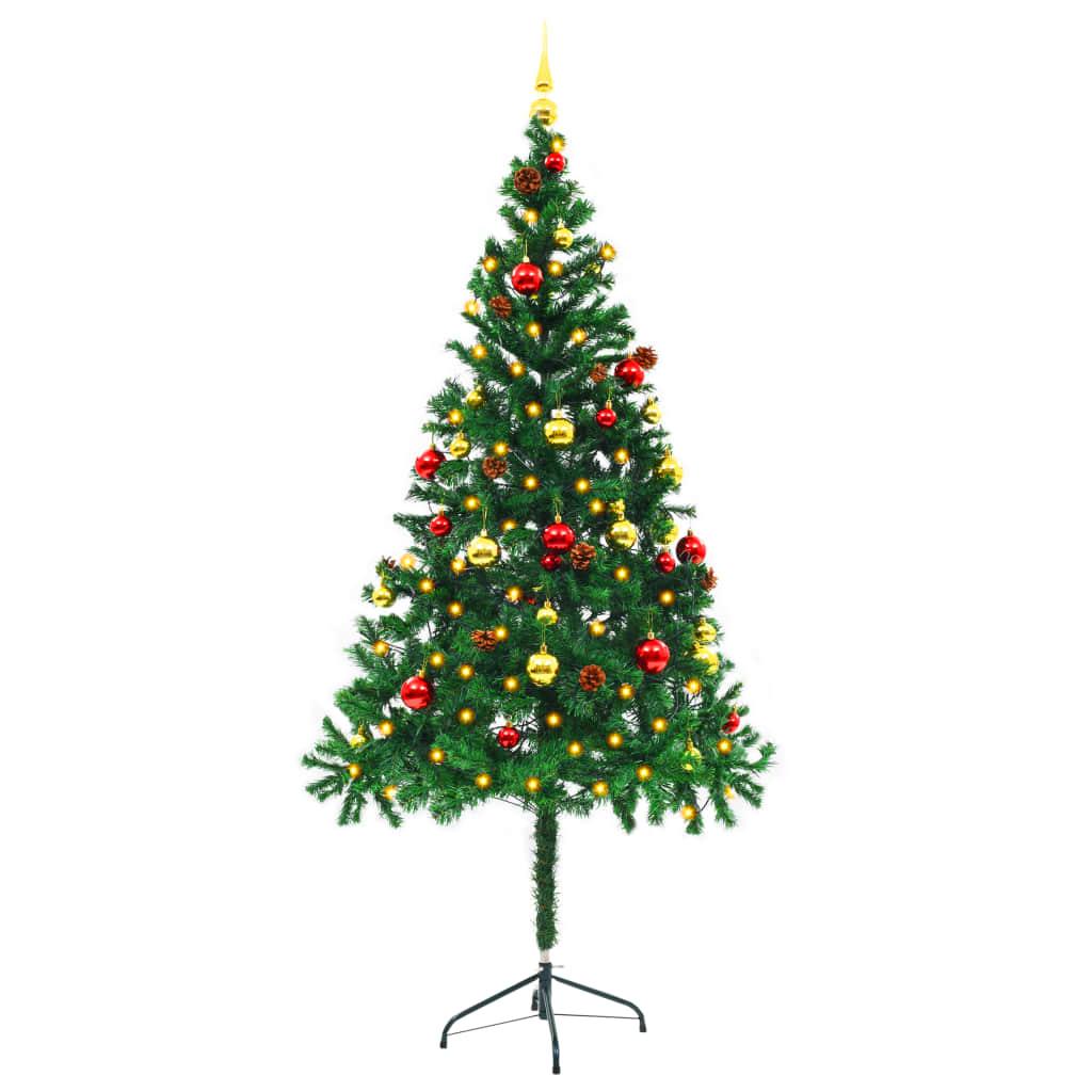 Artificial Christmas Tree with Baubles and LEDs Green 6 ft at Set Shop and Smile