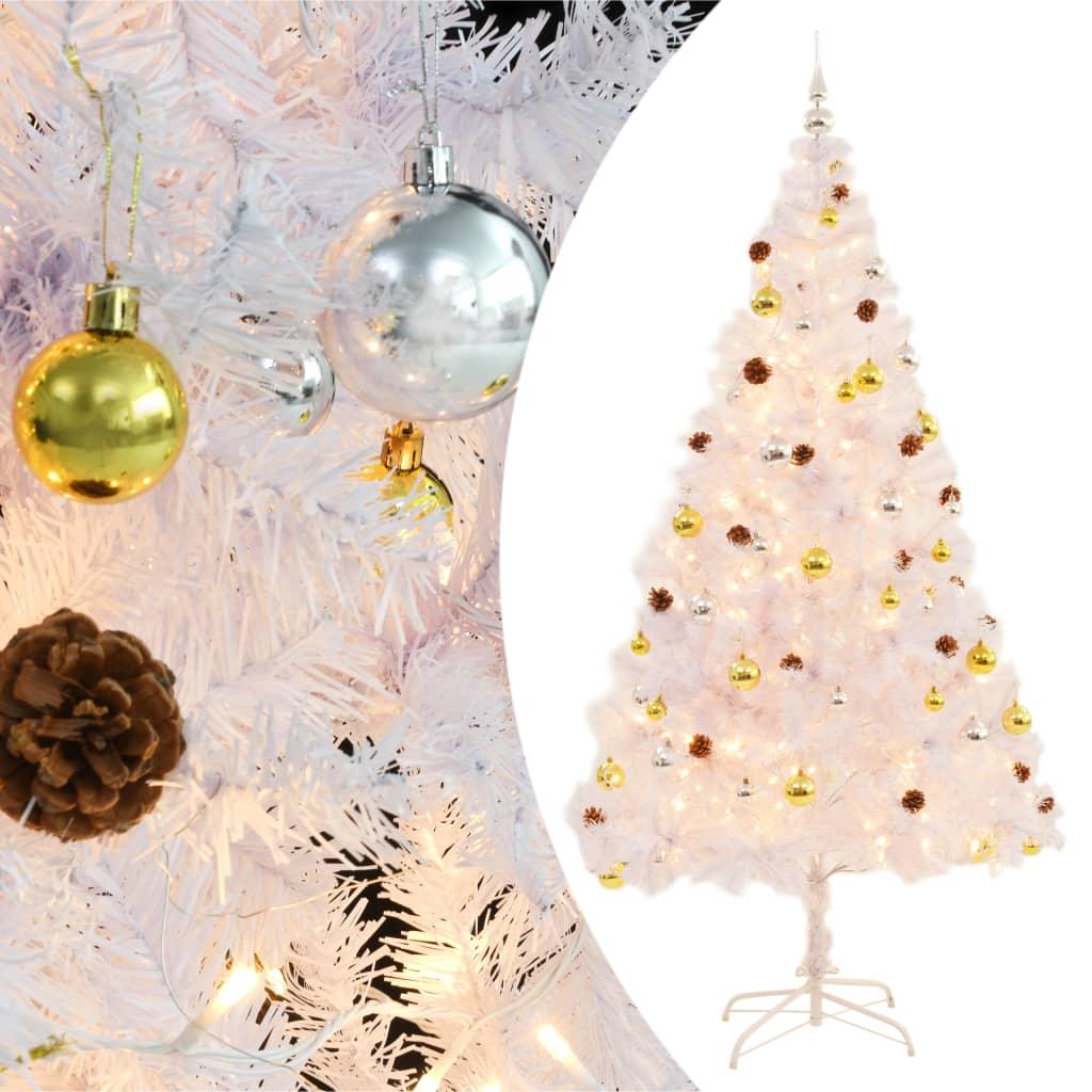 Artificial Christmas Tree with Baubles and LEDs White 7 ft at Set Shop and Smile