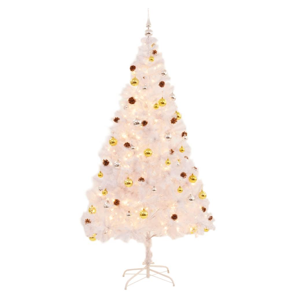Artificial Christmas Tree with Baubles and LEDs White 7 ft at Set Shop and Smile