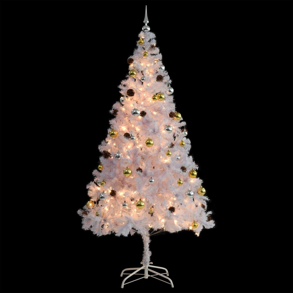 Artificial Christmas Tree with Baubles and LEDs White 7 ft at Set Shop and Smile