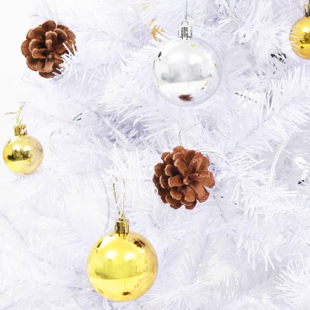 Artificial Christmas Tree with Baubles and LEDs White 7 ft at Set Shop and Smile