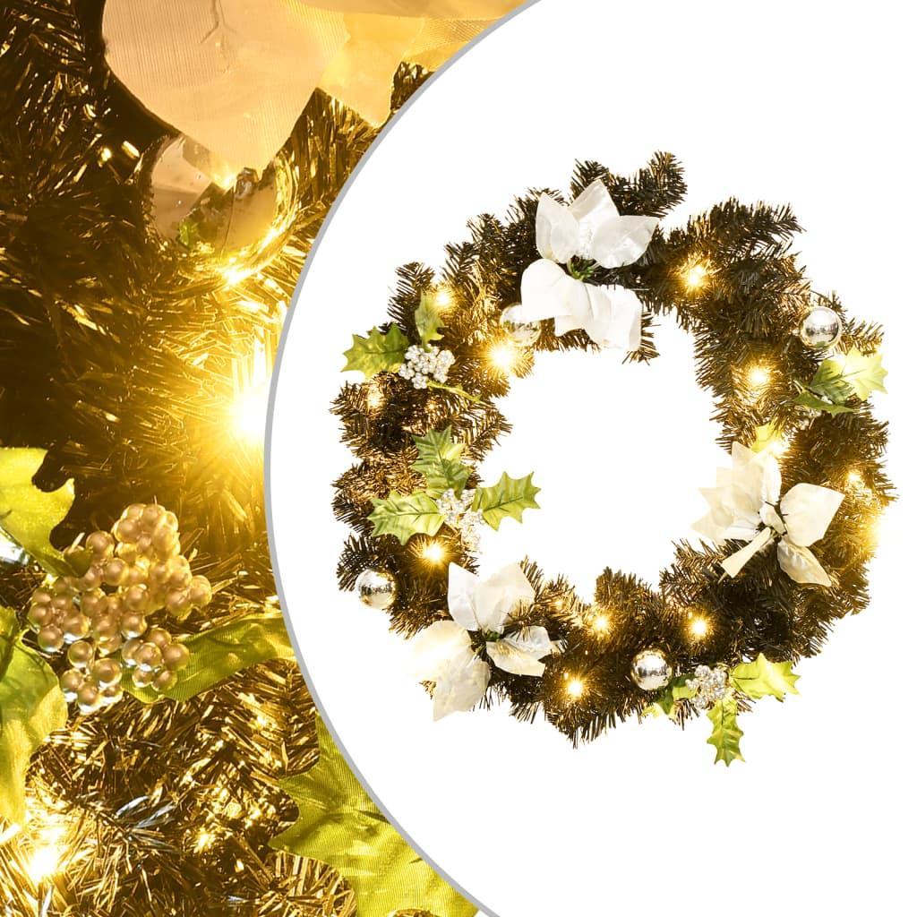 Christmas Wreath with LED Lights Black 23.6" PVC at Set Shop and Smile