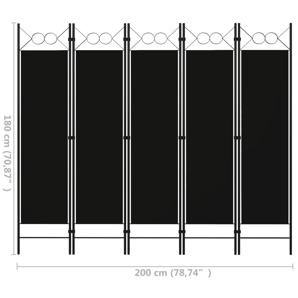 5-Panel Room Divider Black 78.7"x70.9" at Set Shop and Smile