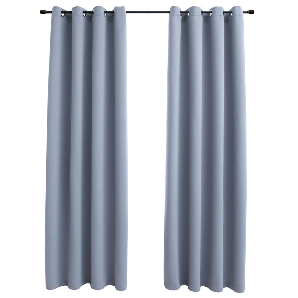 Blackout Curtains with Rings 2 pcs Gray 54"x63" Fabric at Set Shop and Smile