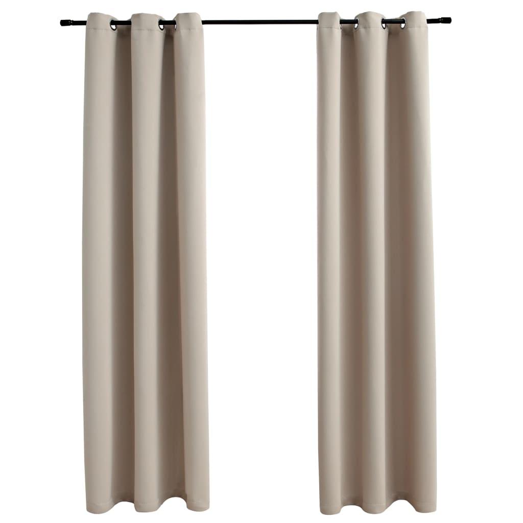 Blackout Curtains with Rings 2 pcs Beige 37"x84" Fabric at Set Shop and Smile
