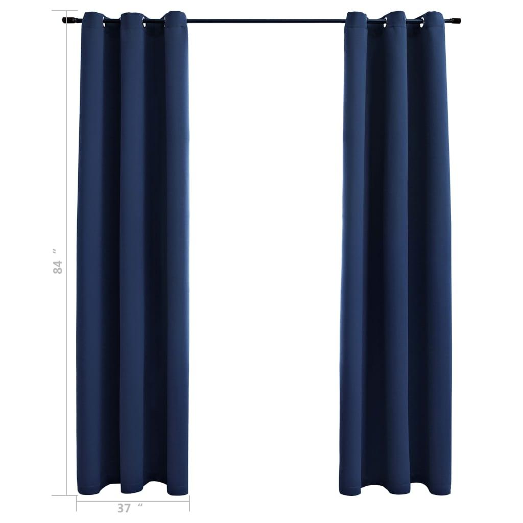Blackout Curtains with Rings 2 pcs Navy Blue 37"x84" Fabric at Set Shop and Smile