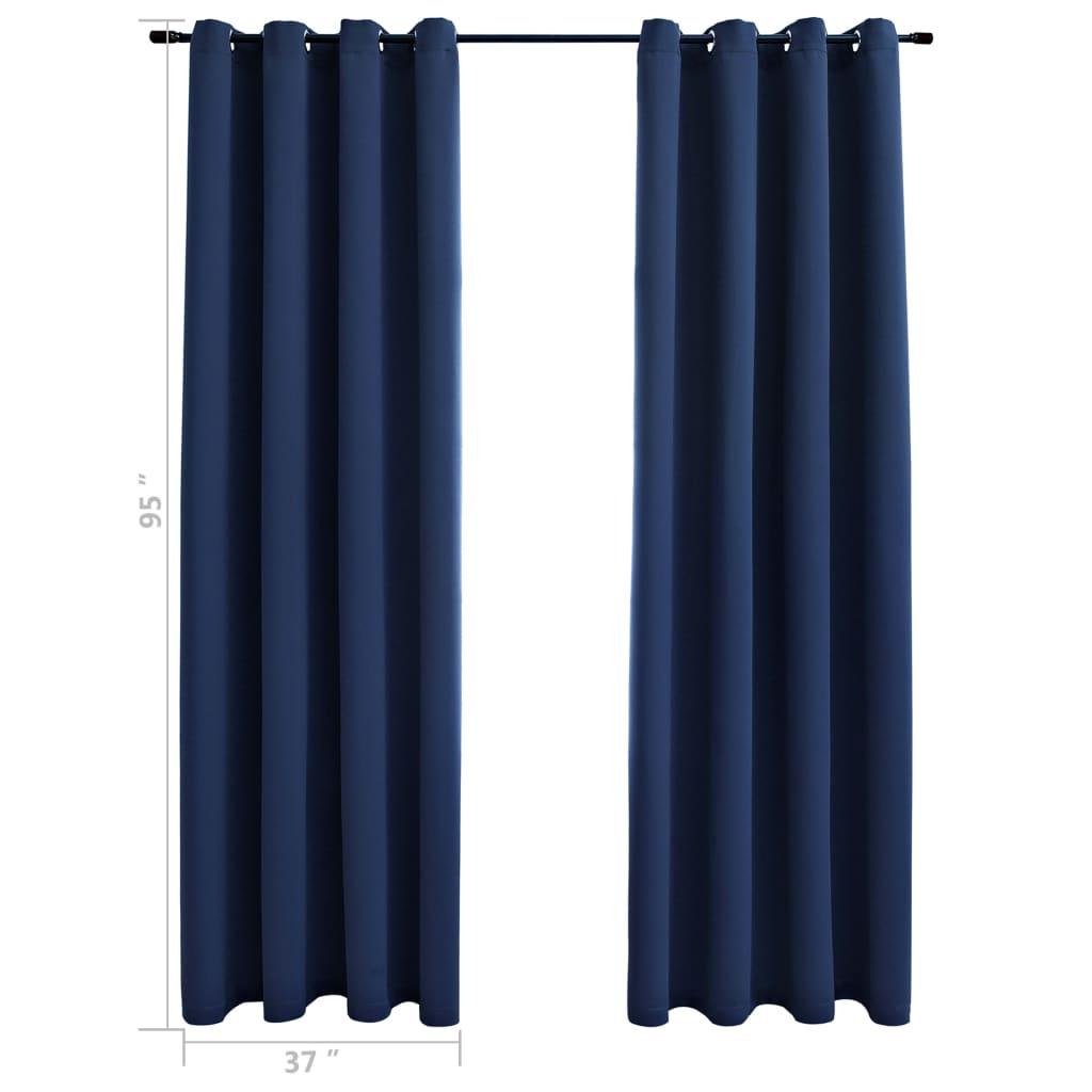 Blackout Curtains with Rings 2 pcs Navy Blue 37"x95" Fabric at Set Shop and Smile