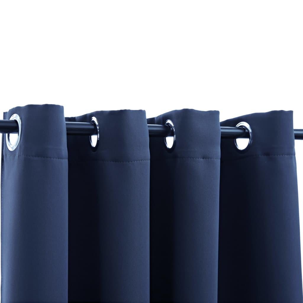 Blackout Curtains with Rings 2 pcs Navy Blue 54"x95" Fabric at Set Shop and Smile