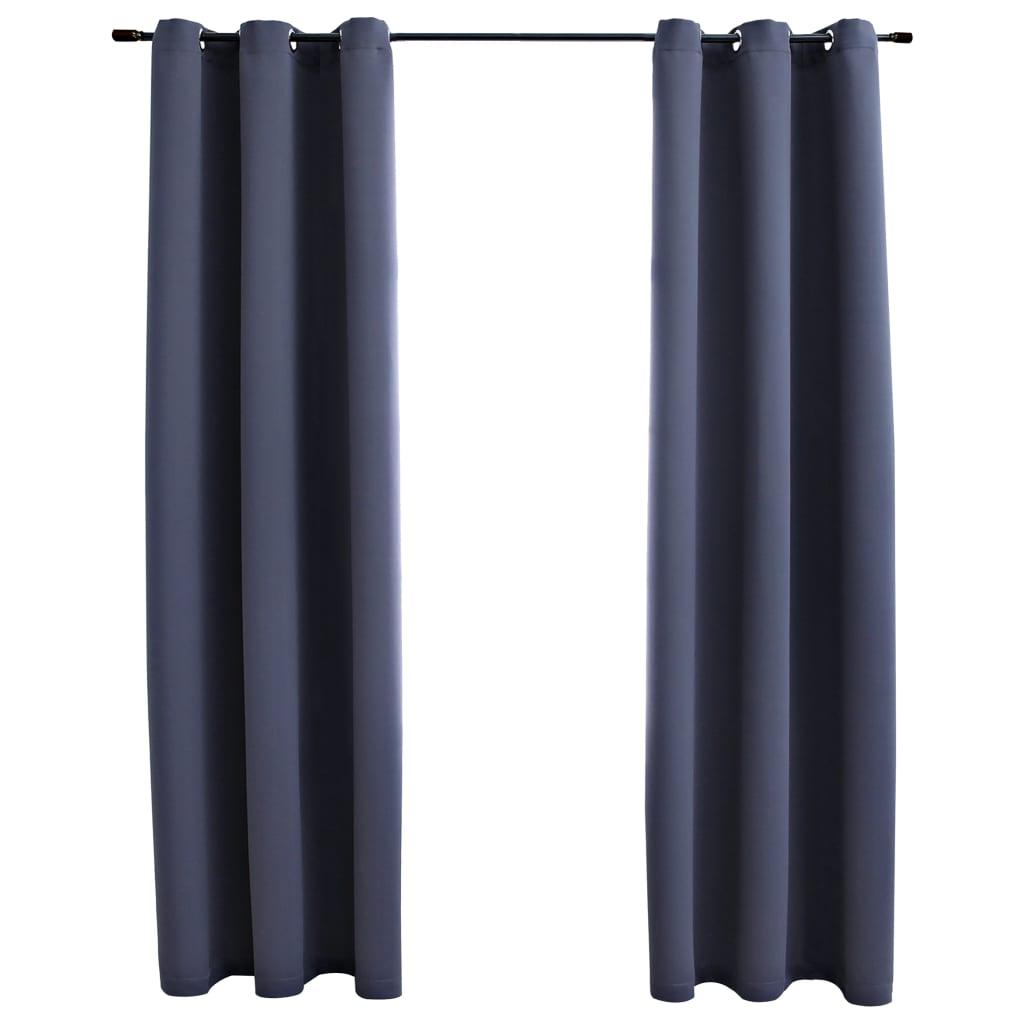 Blackout Curtains with Rings 2 pcs Anthracite 37"x84" Fabric at Set Shop and Smile