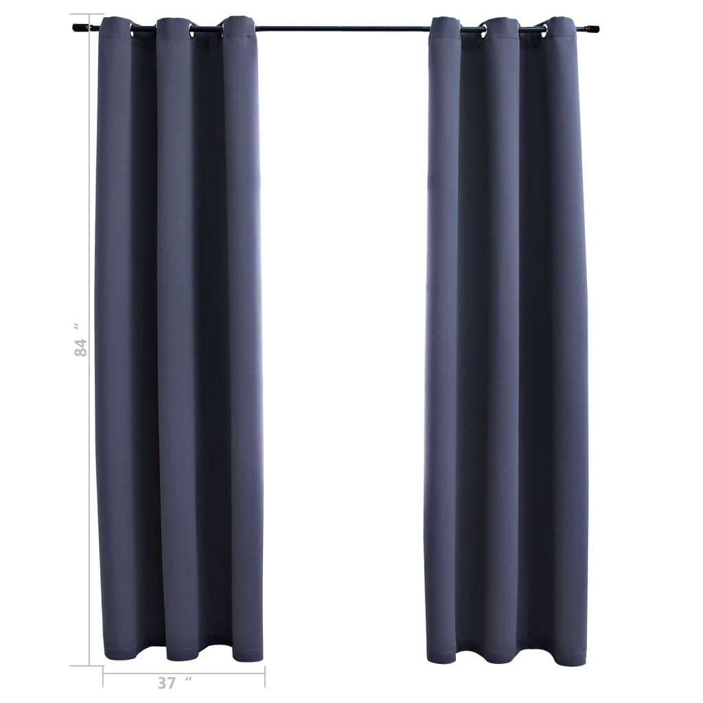 Blackout Curtains with Rings 2 pcs Anthracite 37"x84" Fabric at Set Shop and Smile