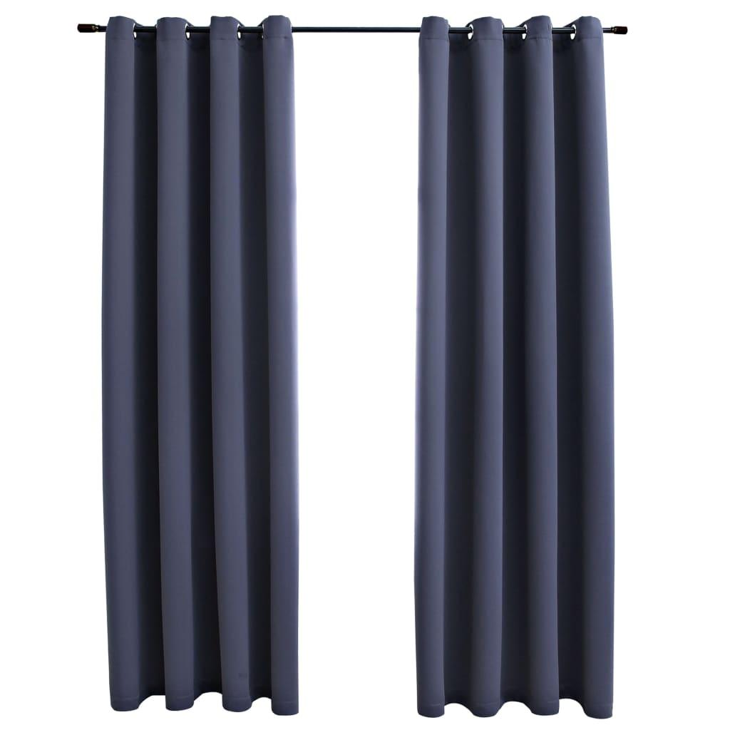 Blackout Curtains with Rings 2 pcs Anthracite 54"x63" Fabric at Set Shop and Smile