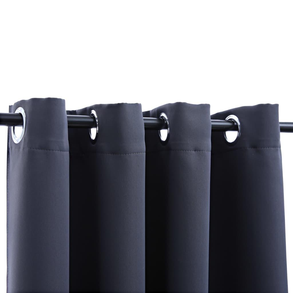 Blackout Curtains with Rings 2 pcs Anthracite 54"x84" Fabric at Set Shop and Smile