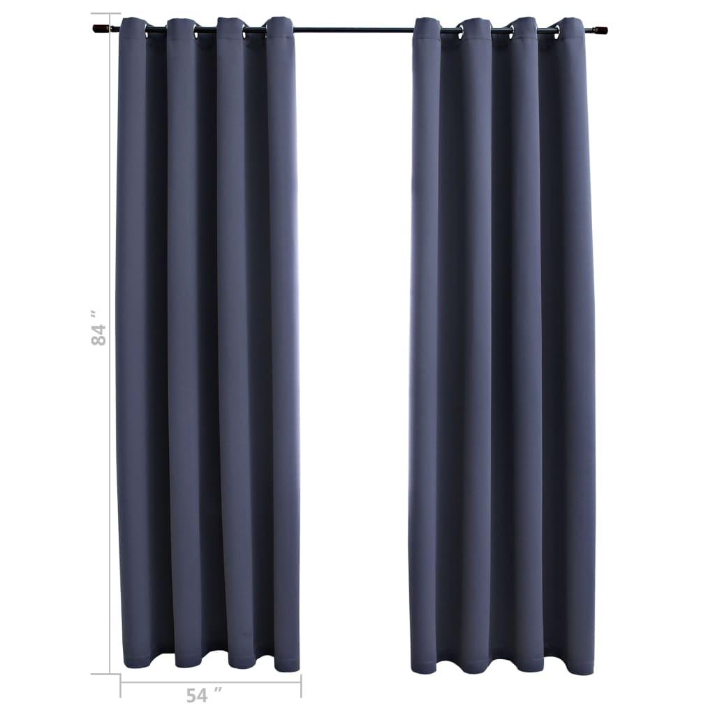Blackout Curtains with Rings 2 pcs Anthracite 54"x84" Fabric at Set Shop and Smile