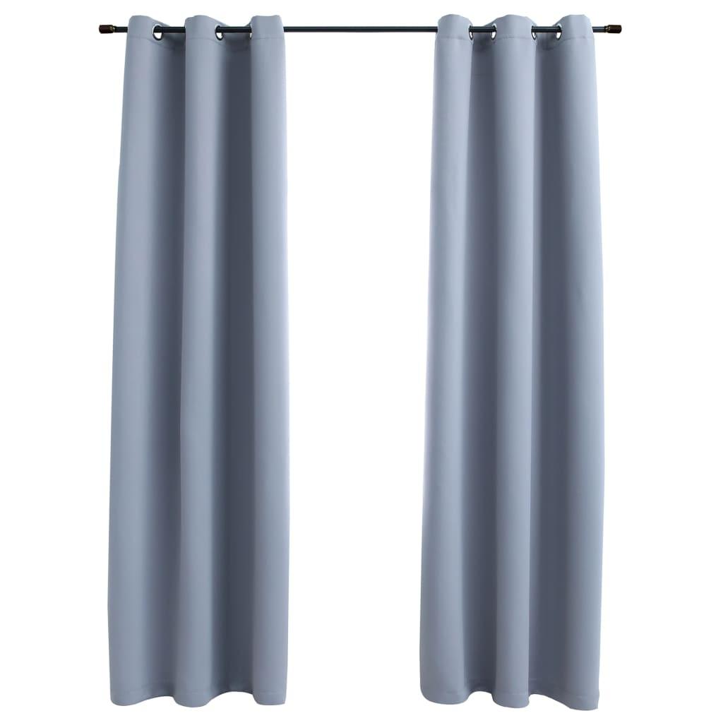 Blackout Curtains with Rings 2 pcs Gray 37"x63" Fabric at Set Shop and Smile