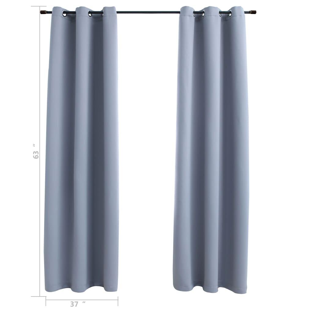 Blackout Curtains with Rings 2 pcs Gray 37"x63" Fabric at Set Shop and Smile