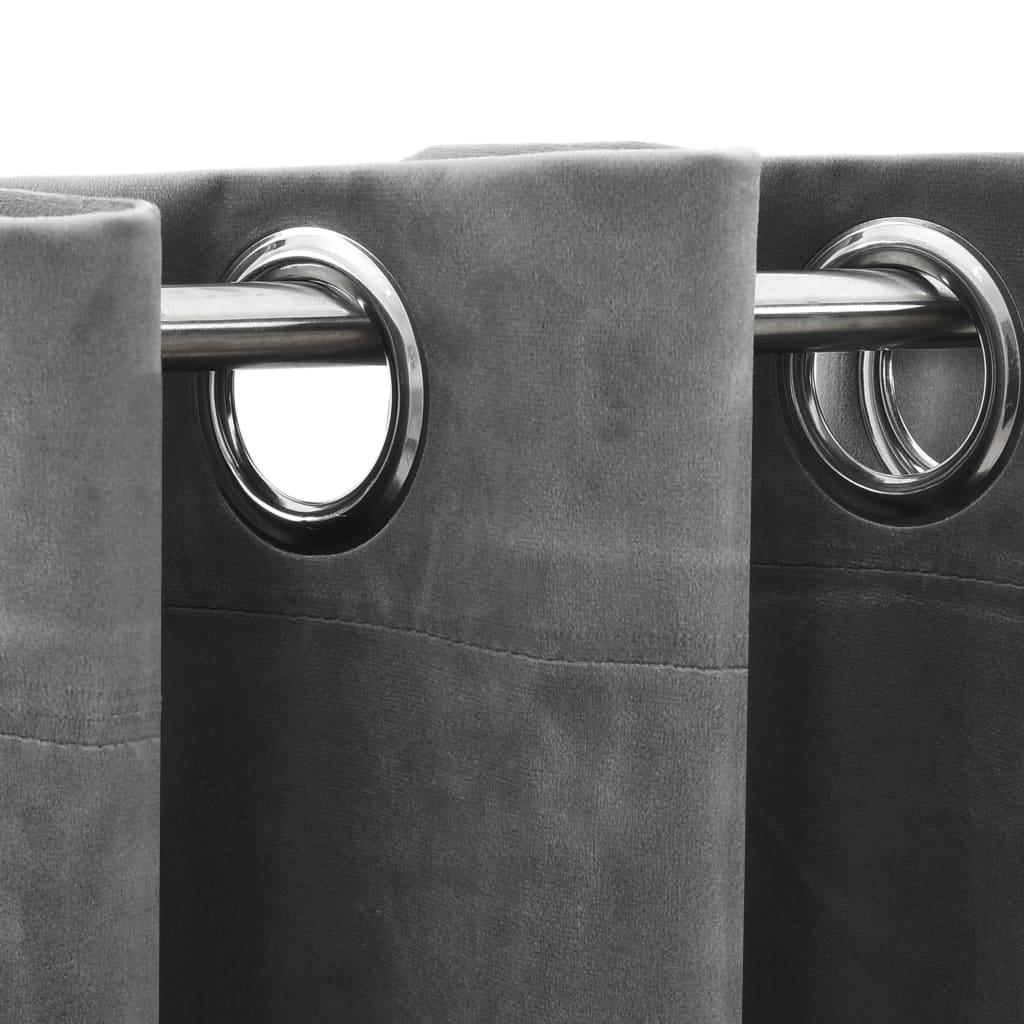 Blackout Curtains with Rings 2 pcs Gray 37"x63" Velvet at Set Shop and Smile