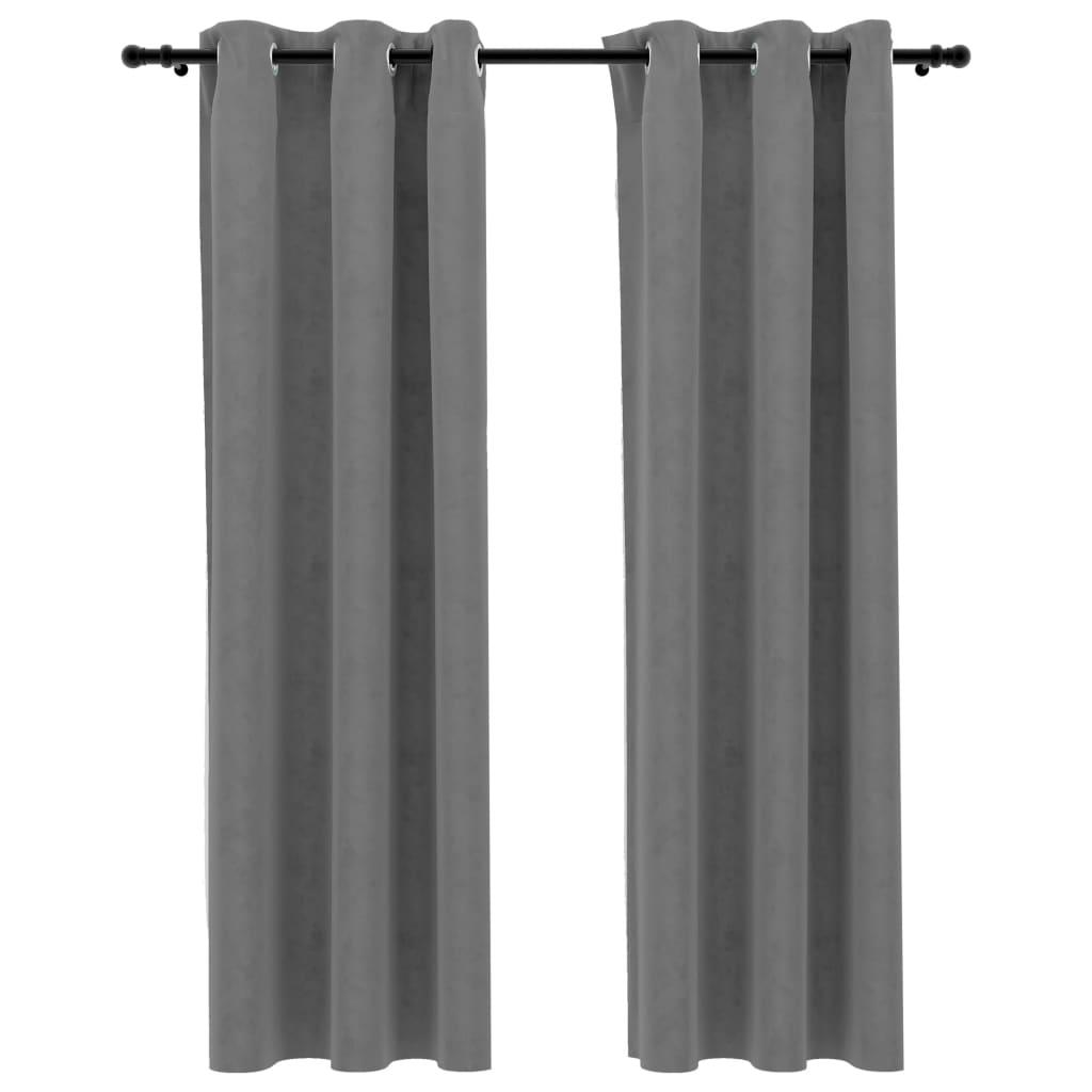 Blackout Curtains with Rings 2 pcs Gray 37"x84" Velvet at Set Shop and Smile