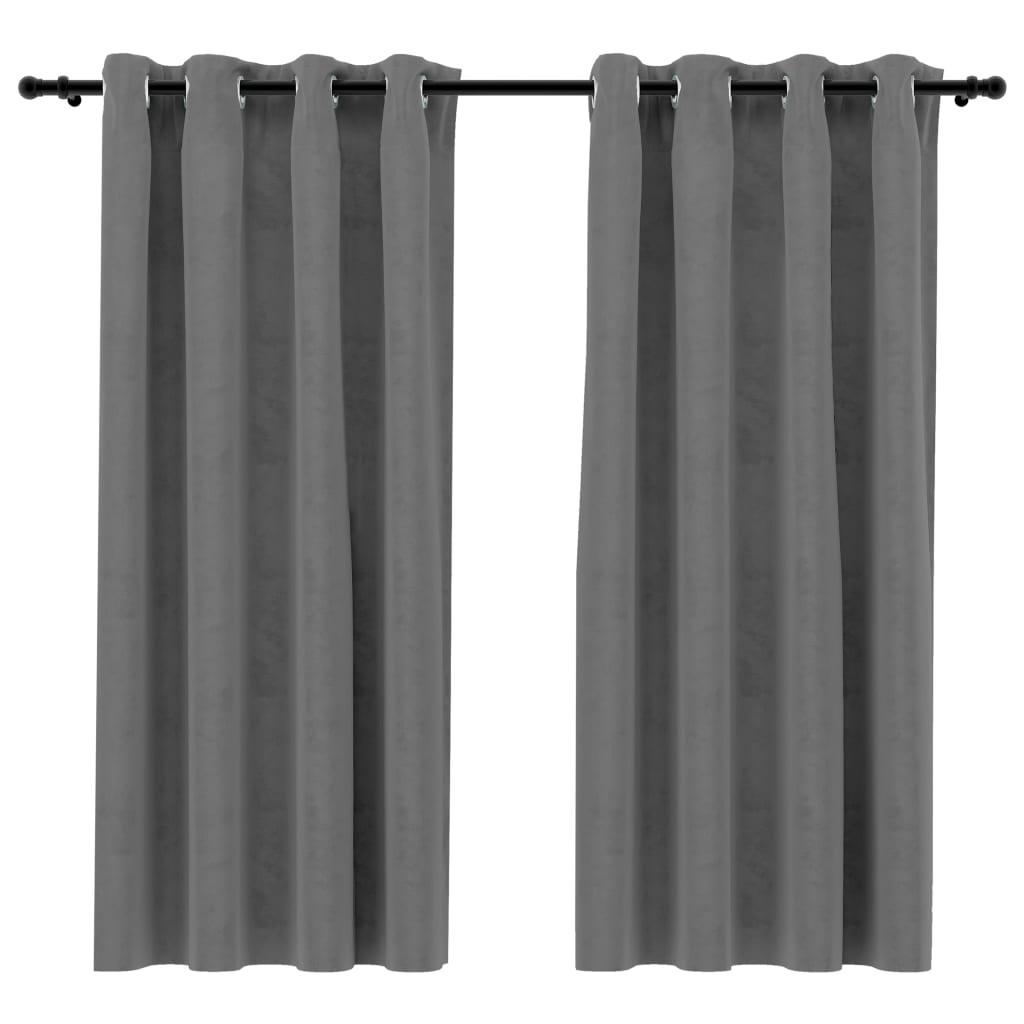 Blackout Curtains with Rings 2 pcs Gray 54"x63" Velvet at Set Shop and Smile
