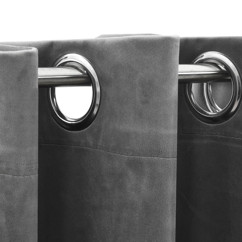 Blackout Curtains with Rings 2 pcs Gray 54"x63" Velvet at Set Shop and Smile