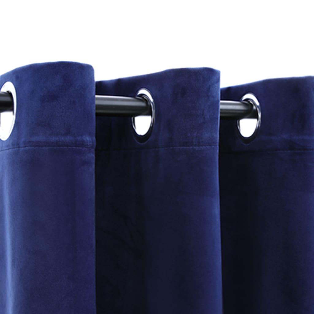 Blackout Curtains with Rings 2 pcs Navy Blue 37"x63" Velvet at Set Shop and Smile