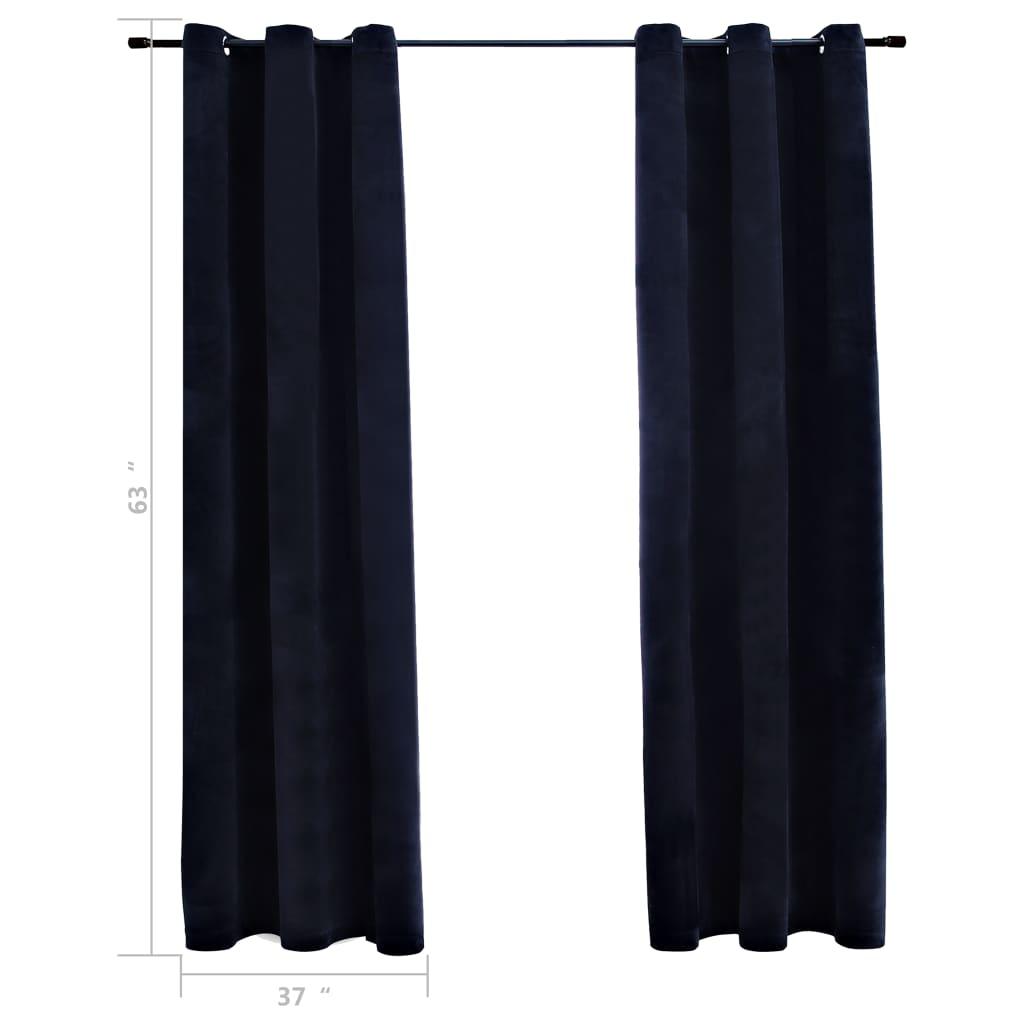 Blackout Curtains with Rings 2 pcs Black 37"x63" Velvet at Set Shop and Smile