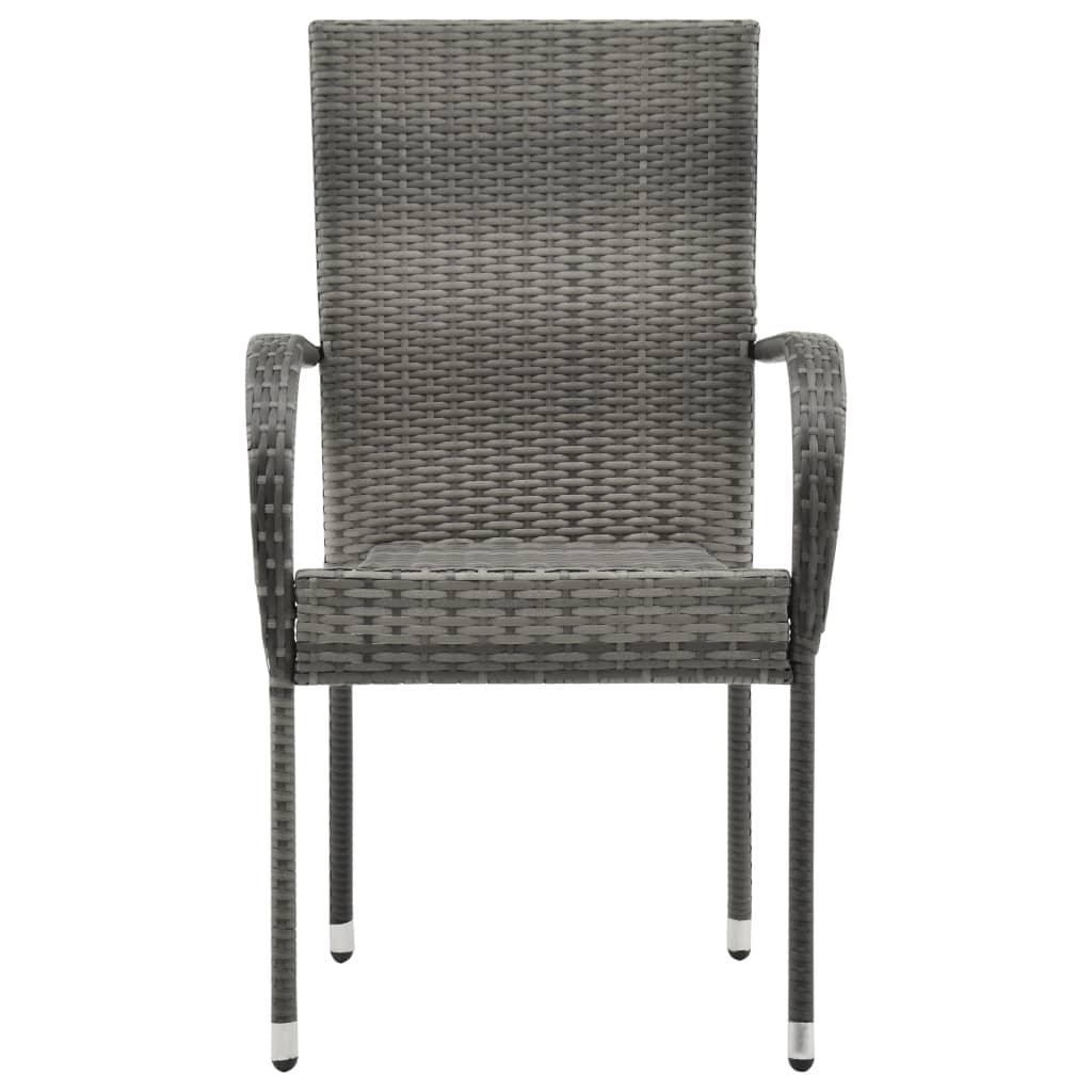 Stackable Patio Chairs 4 pcs Gray Poly Rattan at Set Shop and Smile