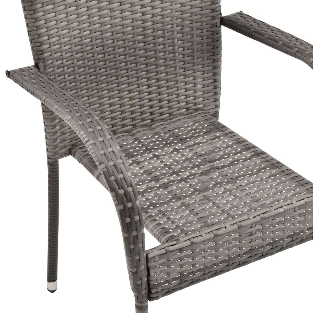Stackable Patio Chairs 4 pcs Gray Poly Rattan at Set Shop and Smile
