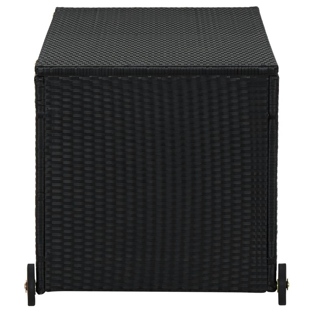 Patio Storage Box Black 47.2"x25.6"x24" Poly Rattan at Set Shop and Smile