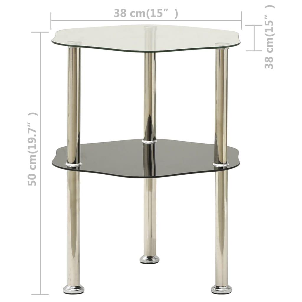 2-Tier Side Table Transparent & Black 15"x15"x19.7" Tempered Glass at Set Shop and Smile