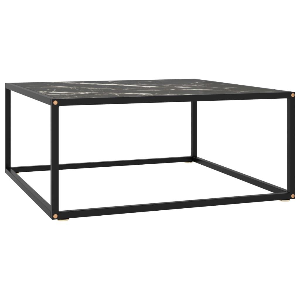 Coffee Table Black with Black Marble Glass 31.5"x31.5"x13.8" at Set Shop and Smile