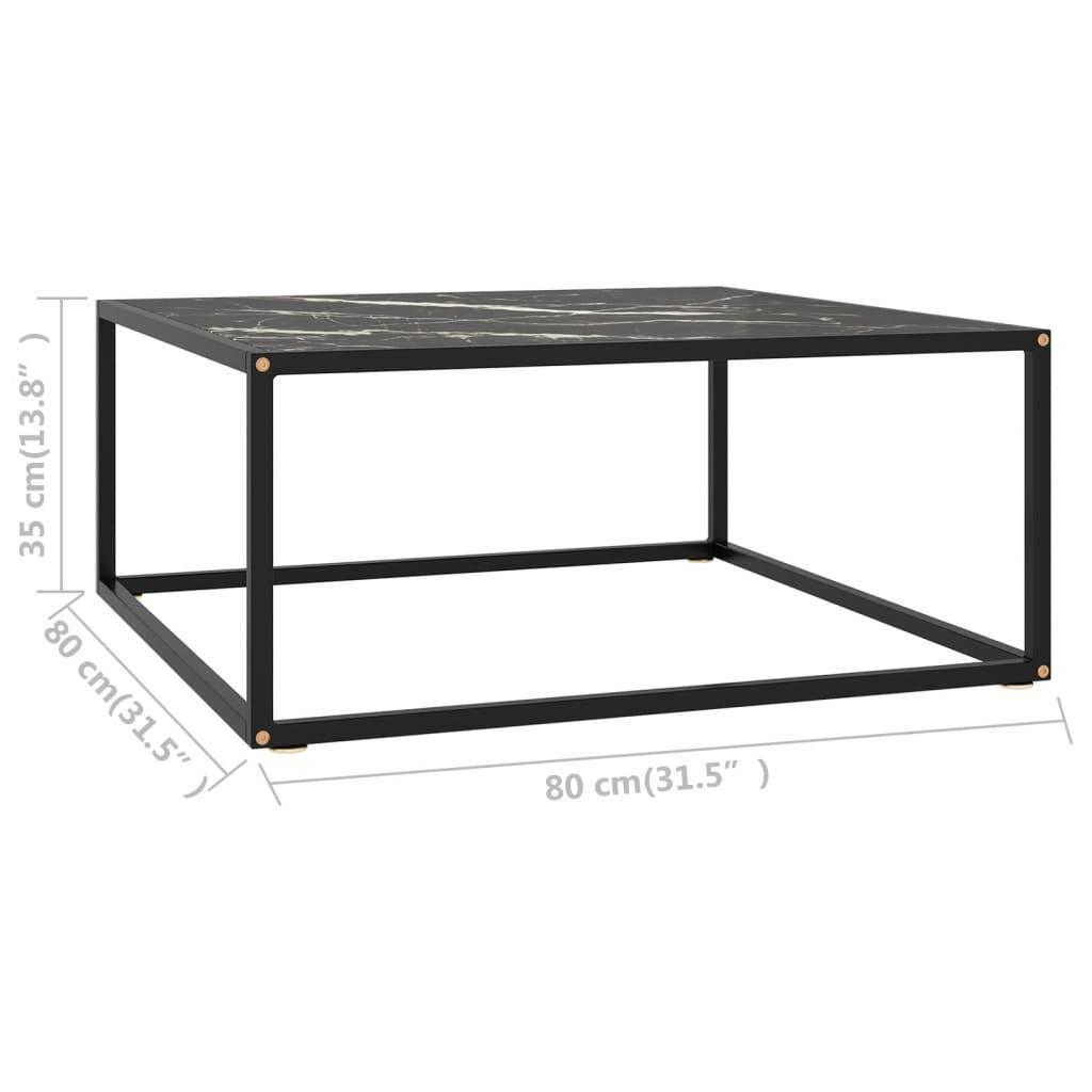 Coffee Table Black with Black Marble Glass 31.5"x31.5"x13.8" at Set Shop and Smile