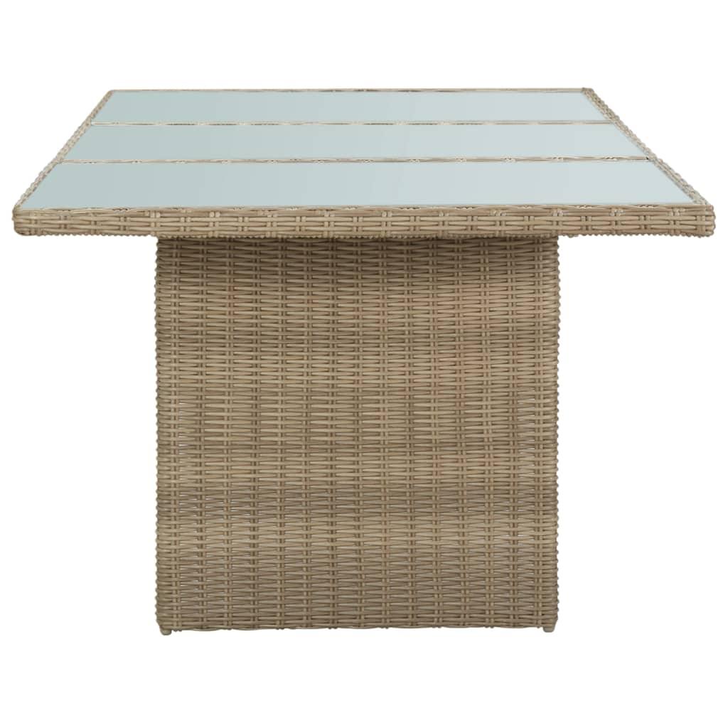 Patio Dining Table Brown 78.7"x39.4"x29.1" Glass and Poly Rattan at Set Shop and Smile